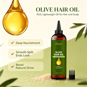 Olio per Capelli all'Oliva Naturale, Siero Idratante e Riparatore per Capelli Danneggiati, Olio Nutriente per la Cura del Cuoio Capelluto, per Capelli Secchi e Crespi, Vendita all'Ingrosso OEM - Product Image 2