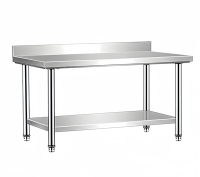 Commerciële keuken roestvrijstalen werktafel 201/304 met spatbescherming en zelfreinigende coating, draagvermogen 300kg/m²