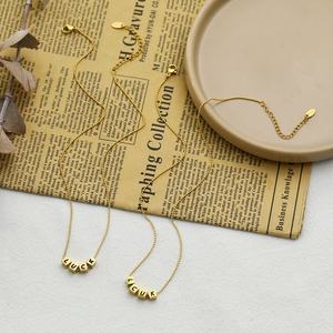 Collar con Colgante de Moda con Nombre Personalizado, Estilo Hip Hop, Cadenas de Acero Inoxidable Duraderas Chapadas en Oro, con Palabra de la Suerte, Unisex - Product Image 5