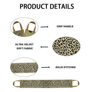 Ensemble personnalisé de 2 pièces en velours doux pour <span class=keywords><strong>autobronzant</strong></span> corporel, applicateur dorsal pour <span class=keywords><strong>autobronzant</strong></span>, <span class=keywords><strong>gant</strong></span> de bronzage auto-bronzant imprimé léopard marron - Product Image 4