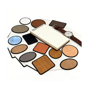 Promotional PU Leather Laserable Hat Merrow Border Patches with Adhesive for Custom Laser Engraved Logos