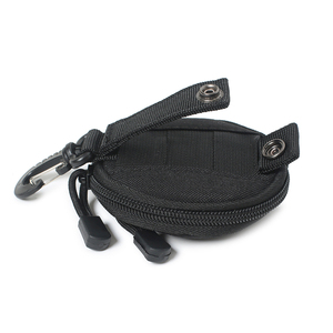 DF22 <b>Khaki</b> Round Storage Bag With Carabiner Hook Portable Oxford Cloth Pouch For Outdoor Use - Product Image 1