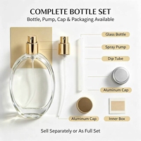 Flacon de parfum ovale vide en verre avec atomiseur doré, pompe réutilisable, pour personnalisation de marque - Vente en gros