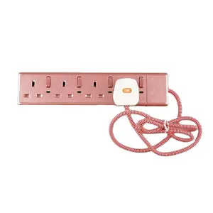 WK UK UAE power extension lead 4 gang switched power strip with grounded 3 pins plug and socket