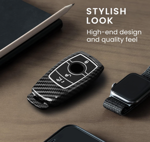 Coque de <span class=keywords><strong>protection</strong></span> antichoc de style luxe en fibre de carbone pour clé <span class=keywords><strong>Mercedes</strong></span> E320 E300 C180 E200, étui support original - Product Image 2