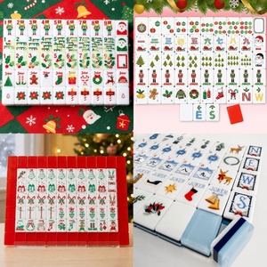 Mahjong américain sur le thème de Noël, tuiles de mahjong américaines en acrylique fabriquées à la main - Product Image 1