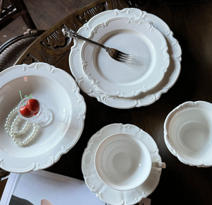 Juego de Vajilla de Porcelana Esmaltada con Relieve de Rosas, Estilo Industrial Moderno Francés, Ecológico, Libre de BPA, Taza de Café y Platillo, Venta al Por Mayor - Product Image 6