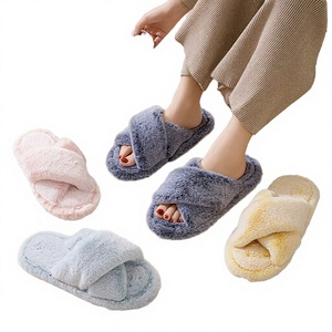 Sandalias Personalizadas de Moda para Mujer, con Tiras Cruzadas, Peludas, para Interiores y Exteriores, de Piel Sintética, con Espuma Viscoelástica, Antideslizantes, Ligeras - Product Image 2