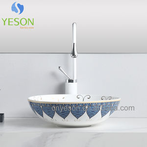 Yason moderne brillant blanc décalcomanie papier <span class=keywords><strong>WC</strong></span> porcelaine comptoir égouttoir coloré mince bord lavabo évier pour hôtels - Product Image 6