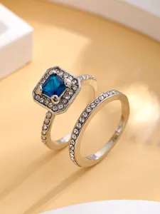 خاتم حريمي كاجوال من المجوهرات الأوروبية الفاخرة الفاخرة على النمط الكاجوال، مرصع بحجر الزركون الأزرق الماس