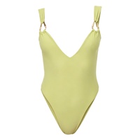 Maillot de bain une pièce pour femme, style bikini, orné de perles faites à la main, en tissu recyclé, à bretelles épaisses et coupe haute, pour la plage