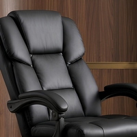 Fauteuil de bureau exécutif noir inclinable, chaise de direction en cuir à dossier haut pivotante pour ordinateur