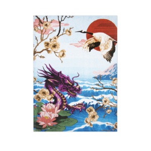 Asciugamano da Cucina Excelsa in Cotone 50x70 Cm con Stampa Drago Giapponese, Design Animale Multicolore - Product Image 1