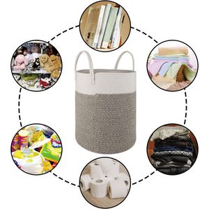 Cotton Rope <b>Laundry</b> Hamper, Woven <b>Laundry</b> Storage <b>Basket</b>, Blanket <b>Basket</b> for Living Room - Product Image 6