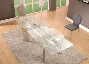 Mueble de lujo de <span class=keywords><strong>acero</strong></span> inoxidable, <span class=keywords><strong>mesa</strong></span> de <span class=keywords><strong>comedor</strong></span> <span class=keywords><strong>y</strong></span> sillas de 6 plazas con tapa de <span class=keywords><strong>cristal</strong></span> completa minimalista - Product Image 3