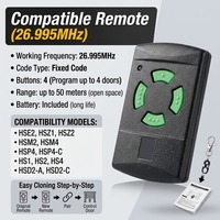 Control Remoto para Puerta de Garaje de 26.995MHz, Código Fijo, 4 Botones, HSM4 HSE2 HSM2 HS4, Duplicador de Abrepuertas, Transmisor Clonable, Llavero