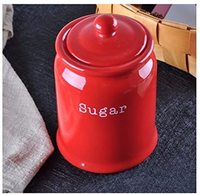 Ensemble de boîtes en céramique rouge Récipients de stockage des aliments Thé en céramique Café et Sucre Grands pots de stockage Céramique Rouge Lot de 3