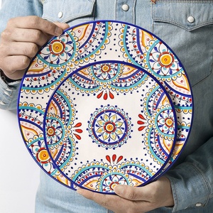 Juego de Vajilla de Cerámica con Diseño Bohemio, Platos de Porcelana Pintados a Mano para Bodas, Fiestas, Navidad, Material Plástico - Product Image 3