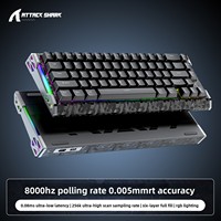 Clavier de jeu ATTACK SHAKR/Attack Shark R68HE à motif carbone, filaire USB Type-C, non pleine taille, à axe magnétique, étanche 8K