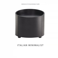 Table de chevet cylindrique minimaliste italienne moderne, table de chevet ronde en bois teinté noir, armoire de rangement latérale pour chambre à coucher