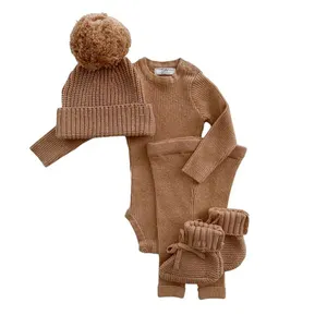 customized Baby Clothing bamboo Organic Hamper Gift Set Sweater Newborn Girl Coming Home Outfit Knit Baby Clothes Set