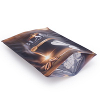 Pochette alimentaire refermable noire mate imprimée sur mesure, sac d'emballage en plastique transparent avec fenêtre pour snacks, fruits secs et autres aliments