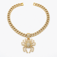 Collier pendentif araignée en alliage de zinc et strass ChuYao avec chaîne à maillons pour femme, bijoux hip-hop, fournisseur en gros personnalisé pour anniversaire