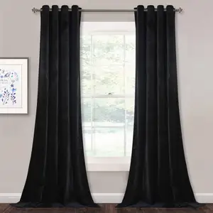 热卖设计窗帘黑色天鹅绒高品质窗帘客厅婚礼窗帘