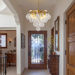 Lampadari Moderni di Lusso Fatti a Mano a Più Livelli <span class=keywords><strong>con</strong></span> Finitura Oro e <span class=keywords><strong>Sfere</strong></span> di Vetro Texturizzate, Lampade a Sospensione per Interni - Product Image 5
