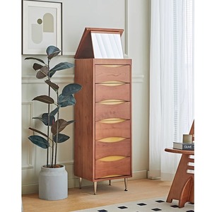 Solid Wood Dresser <b>Chest</b> With Mirror Cherry Wood Color Multi Drawer <b>Storage</b> Cabinet For Bedroom Living Room - Product Image 1