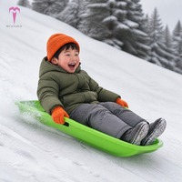 Traîneau en plastique léger pour enfants de Noël, 4 couleurs, certifié CE EN71, poignées en corde HDPE sûres, multi-terrains, pour l'hiver, avec fonction de remorquage parental