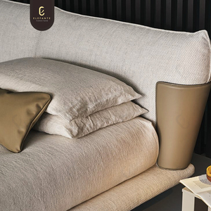 Lit double de style minimaliste italien Elefante, lit suspendu moderne rembourré, <span class=keywords><strong>tissu</strong></span> doux en coton et <span class=keywords><strong>lin</strong></span>, lit king size, 1 an - Product Image 4