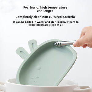 Factory Custom BPA-Free Silicone Tableware Set <b>Kids</b> <b>Dining</b> Bibs Bowls Plates Forks Spoons Supply Box for Home Travel - Product Image 5