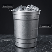 Gobelet en aluminium en gros avec rebord lisse et design empilable pour bars, fêtes et événements