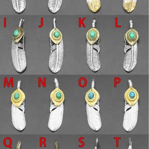 Takahashi Goro Plata pura con incrustaciones de plumas turquesa, moda retro, collar con colgante personalizado para parejas, DIY - Product Image 4