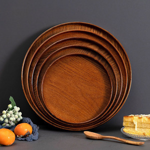 Grandes assiettes rondes en bois légères et faciles à nettoyer, pour les plats et les collations, offre spéciale - Product Image 4