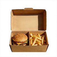 Boîte à emporter écologique personnalisée avec logo imprimé, en carton ondulé biodégradable, avec poignée auto-élevante pour burgers, frites et ailes de poulet