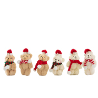 Mini ours en peluche de Noël avec écharpe, ornement, pendentif pour sapin de Noël, breloque de sac à dos, porte-clés, vente en gros