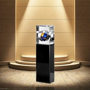 Trophée en cristal de terre gravé au laser, directement de l'usine, écologique, récompenses du sommet environnemental international, bien-être public mondial - Product Image 3