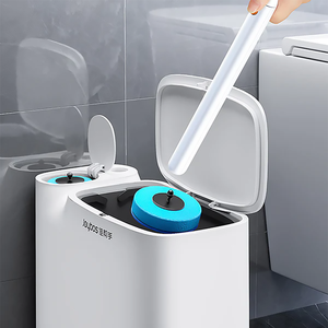 JOYBOS 14L gallone <span class=keywords><strong>bagno</strong></span> della famiglia sottile bidone della spazzatura con scopino da <span class=keywords><strong>bagno</strong></span> usa e getta di buona qualità bidone dei rifiuti bianchi - Product Image 1