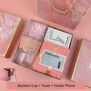 Promotional Wedding Gift Set for Guests Luxury Custom Logo Glass <b>Cup</b> Towel Girls' Return Gift Set - Product Image 2