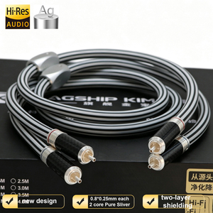 Câble audio carré en argent pur 99,99 % à 2 conducteurs, fiche RCA OFC plaquée argent épaisse, blindage dense en cuivre argenté pour amplificateur et haut-parleur Hi-Fi - Product Image 2
