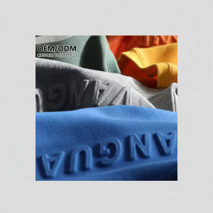 Dropshipping, camiseta de alta calidad, camisetas de algodón de gran tamaño con cuello redondo liso para hombre, camiseta personalizada en relieve 3D para hombre - Product Image 1