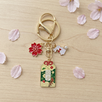 Porte-clés personnalisé OEM ODM, pendentif émaillé Lapin Porte-Bonheur Fleur de Cerisier, amulette Fortune, Richesse, Santé