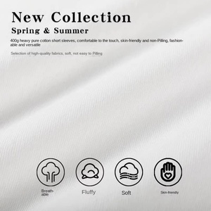 Outstanding 100% Cotton 400g Heavy Summer Short Sleeve T-Shirt Skin-Friendly and Comfortable Loose Casual Sports - Product Image 4