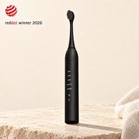 Produit lauréat Reddot 2026, brosse à dents électrique sonique noire T11 IPX8, 4 modes, longue durée de vie de la batterie, poignée en TPE