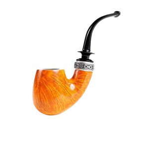 Muxiang Briar Wood Smoking Pipe Bent Type With Silver Ring For Men - Product Image 5