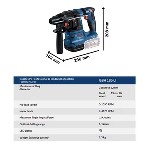 Original for Cordless Brushless 18V Lithium Battery Four-Pit <b>Hammer</b> Pickaxe Impact Drill Multi-Function Tool GBH185-LI GBH185-LI - Product Image 6