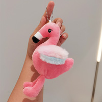 Porte-clés en peluche flamant rose couronné mignon, breloque de sac en peluche douce, pendentif oiseau Kawaii pour filles, enfants, fête d'anniversaire