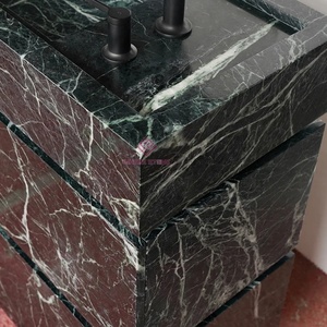 Mueble de Baño de Piedra Natural con Doble Cajón, Mármol Verde Alpi Sólido, Lavabo Integrado, Resistente a la Humedad para Uso Diario - Product Image 2